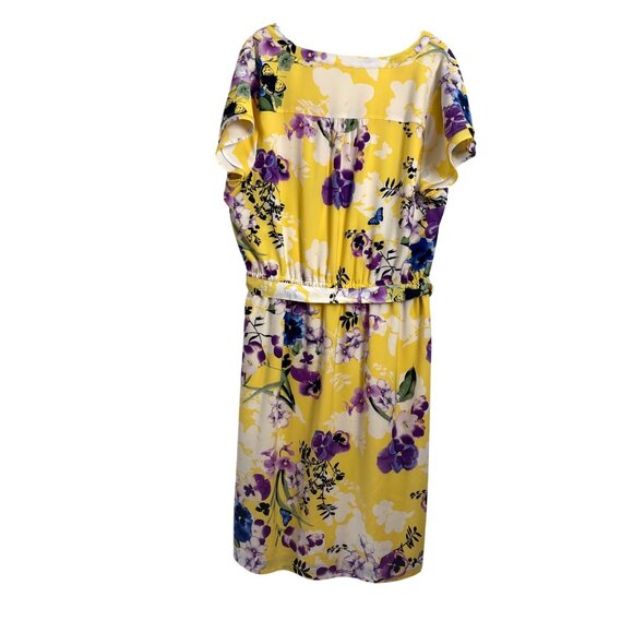 CJ Banks Yellow Floral Print Dress Belt MIDI XL Sundress Size X - Picture 6 of 9